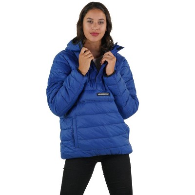 Members Only Women's Popover Puffer Oversized Jacket - Blue - Large ...