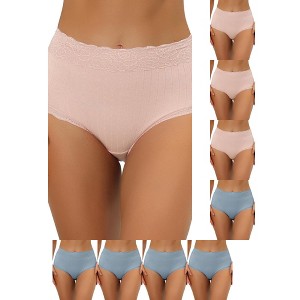 INSPIRE CHIC Women's High Waist Tummy Control Comfortable Lace Trim Ribbed Briefs 9 Packs - 1 of 4