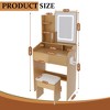 TOBILI Vanity Table with LED-Illuminated Mirror, Power Outlet,Compact Dressing Desk for Small Bedrooms(Wood) - 2 of 4