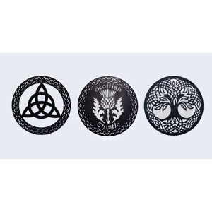 Slickblue Celtic Wall Hanging Art Set, Symbolic Designs, Home Decor, Irish Style, 12", Black or Brass Finish - 1 of 4