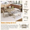 NicBex 6-Piece Solid Wood Dining Set – Rectangular Table with Half-Round Legs, 4 Upholstered Chairs & Long Bench, Modern Kitchen Table Set - 3 of 4