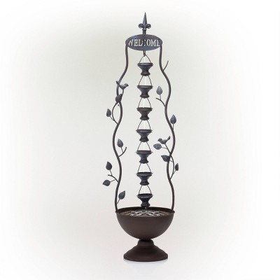 Alpine Corporation 41" Metal Seven Hanging Cup Tier Layered Floor Fountain Bronze