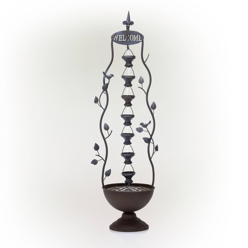 41" Metal Seven Hanging Cup Tier Layered Floor Fountain Bronze - Alpine Corporation - image 1 of 4