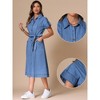 INSPIRE CHIC Women's Denim Casual Button Down Short Sleeves Belted Midi Dress - 2 of 4