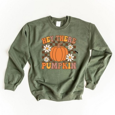 Simply Sage Market Women's Graphic Sweatshirt Hey There Pumpkin Flowers