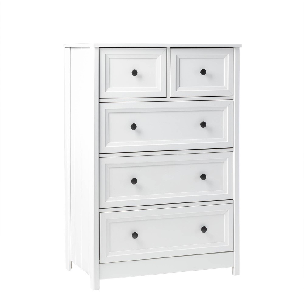 Photos - Dresser / Chests of Drawers Farmhouse 5 Drawer Grooved Tall Storage Dresser White - Saracina Home