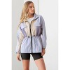 Slickblue Women's Color Block Wind Breaker Jacket, Collared, Drawstring Waist, Zip Front, Size XS-L, Lavender-Cream - 4 of 4