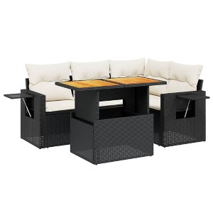 vidaXL Garden Sofa Set Black, Cream White - 1 of 4