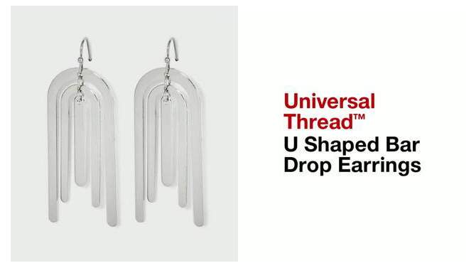 U Shaped Bar Drop Earrings - Universal Thread&#8482; Silver, 2 of 5, play video