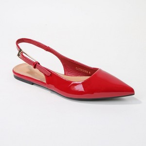 Berness Women's Caitriona Glossy Pointed Toe Slingback Flats - 1 of 4
