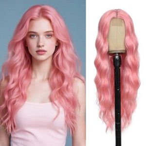 Jessie's Wig 28 Inch Wavy Wig Synthetic Hair Pink 1 Pc/Pack - 1 of 4