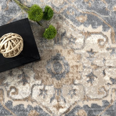 Vintage Medallion 5'x8' Tufted Wool Blend Area Rug