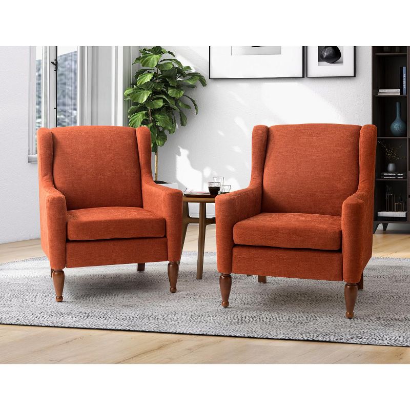Set of 2 Arwid Armchair with Squared Arms and Solid Wood Legs for Living Room and Bed Room  | ARTFUL LIVING DESIGN, 1 of 11