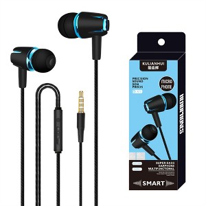 Wired Subwoofer Headphones Electroplating Bass Stereo In-ear Earbuds With Mic Hands-free Calling Phone Headset Compatible For Android Ios - 1 of 4
