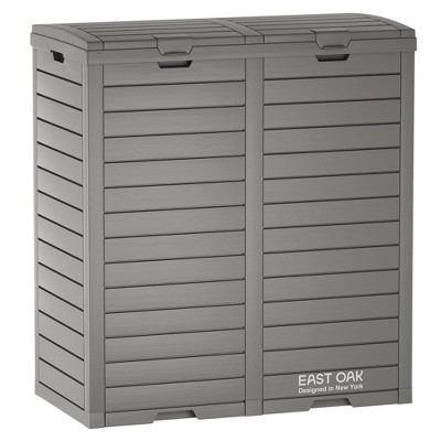 East Oak 62 gal Resin Outdoor Trash Can Gray