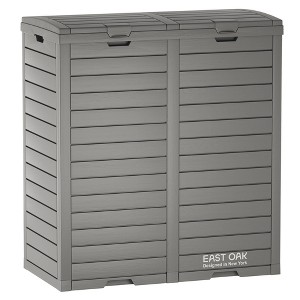 East Oak 62 gal Resin Outdoor Trash Can Gray - 1 of 4