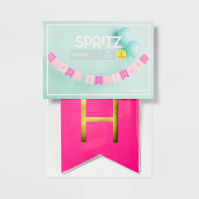 Hot Pink Happy Birthday Banner - Spritz&#8482;, 5 of 6