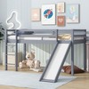 Okak Twin Loft Bed with Slide & Ladder,Rubberwood Bunk Beds Twin with Safety Rails & Play Space Under Bed,Low Loft Bed for Kids - 2 of 4
