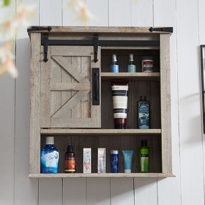 OKD Bathroom Wall Cabinets with Sliding Barn Door & Adjustable Shelves, Farmhouse Medicine Cabinet - 1 of 4
