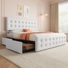Bed Frame with 4 Storage Drawers and Headboard, Linen Upholstered Platform Bed Frame with Wooden Slats Support - 3 of 4