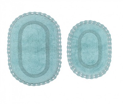 Hampton Crochet Collection Cotton Reversible Tufted Set of 3 Bath Rug Set - Home Weavers