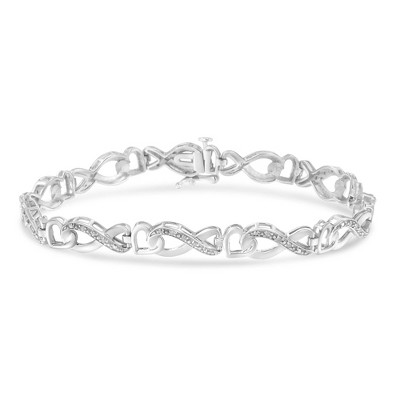 Haus of Brilliance Silver 1/5 Cttw Diamond 7” Infinity Heart Tennis Bracelet