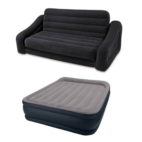 Intex Inflatable Queen Size Pull Out Futon Sofa Couch Bed Deluxe Queen Air Bed