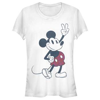 Juniors Womens Mickey & Friends Plaid Mickey Mouse Retro T-Shirt