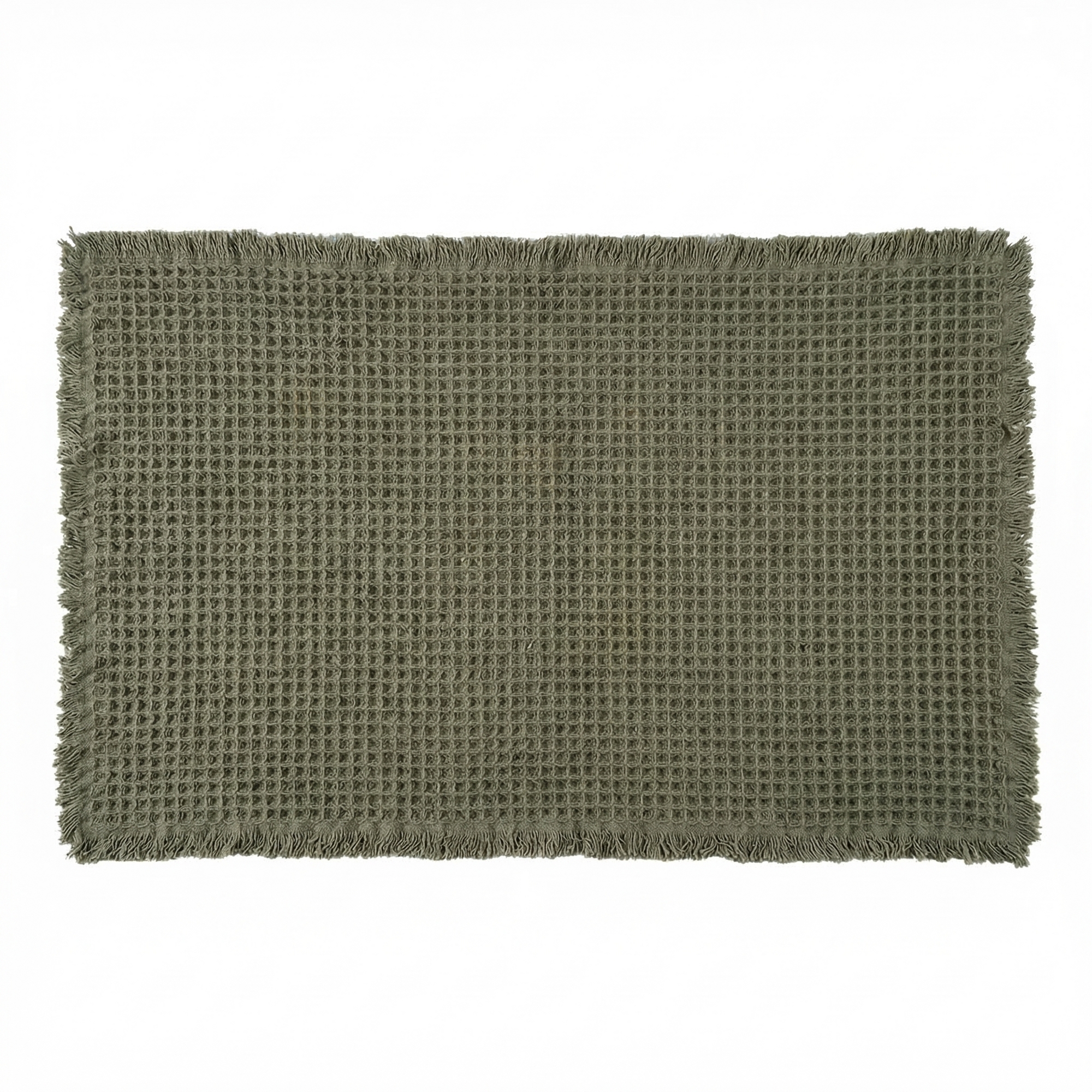 Set of 2 Waffle Bath Rugs (18x30") - Boho Non-Slip, Super Absorbent, Ultra Soft Rubber Backed Mats for Bathroom, Tub & Shower Floor (Green)