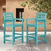 Hyleory 2-Piece HDPE Outdoor Plastic Bar Stool Set with Armrests - 2 of 4