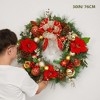 30 Inch Christmas Wreath with Lights for Front Door, Lighted Christmas Wreath with 40 Led Lights Red Gold Balls Pine Cones Bow - 2 of 4