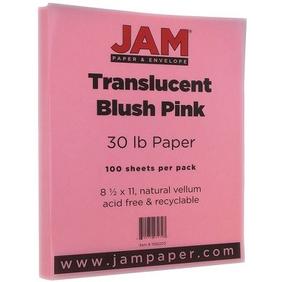 JAM Paper Translucent Vellum 30lb Paper 8.5 x 11 Blush Pink 100 Sheets/Pack 1592203