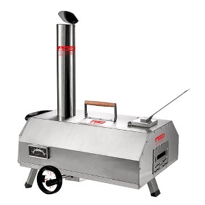CAVINAS 12" Pizza Oven Outdoor Semi-Automatic Pizza Oven Outdoor Pizza Maker for Outdoor Picnics, Family, Silver - 1 of 4