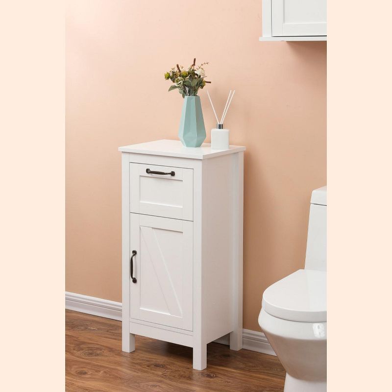 LuxenHome White MDF Wood 1-Door Bathroom Storage Cabinet, 5 of 13
