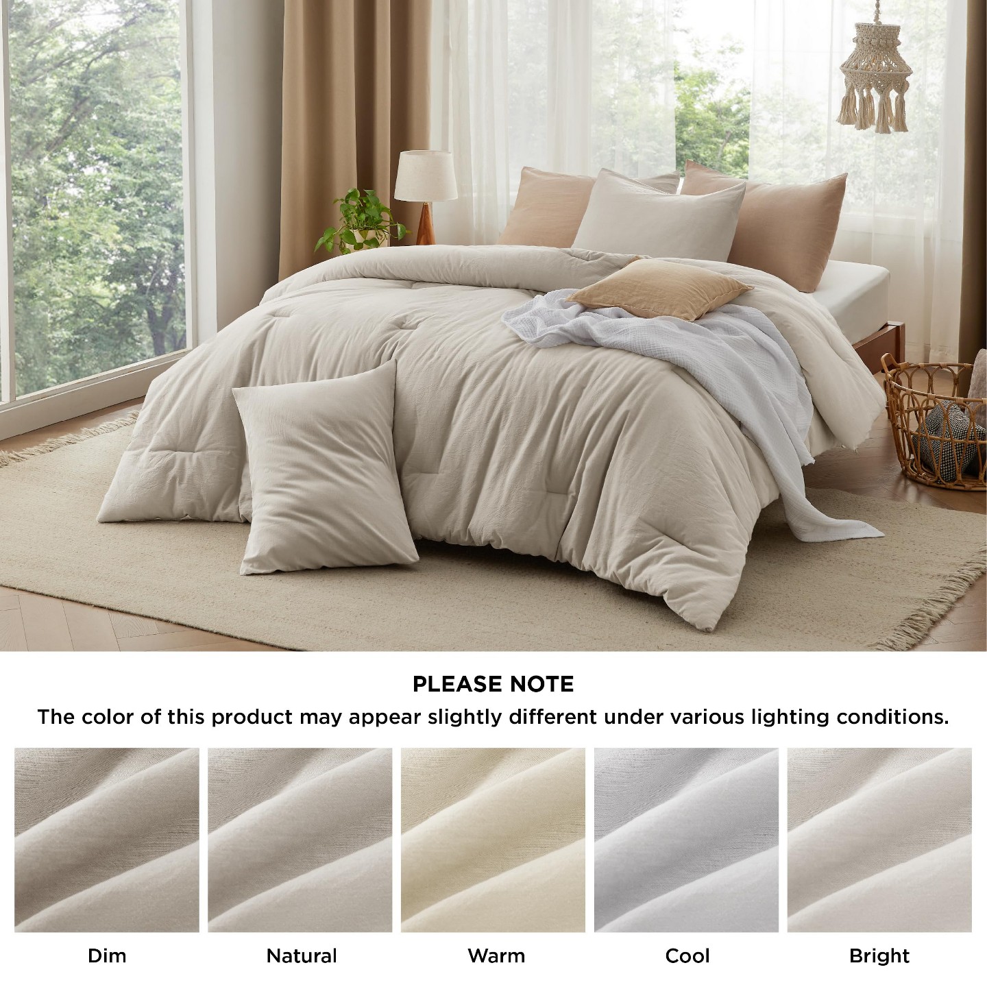 Комплект постельного белья Bedsure Cotton Comforter Set, Soft Microfiber Fill All-Season Bedding, 3-Piece - Full, Denim Blue — фото 5