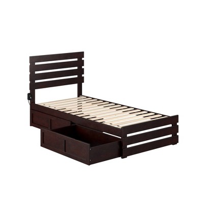 AFI Twin XL Oxford Bed with Footboard and 2 Drawers Espresso : Wood Frame, No Box Spring Needed, Storage Solution