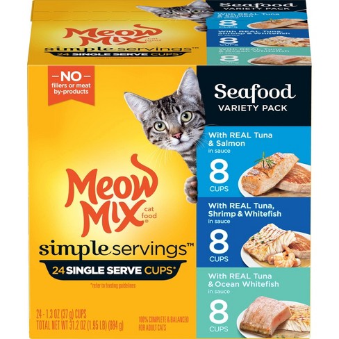 Meow Mix Simple Servings Seafood In Sauce Wet Cat Food - 1.3oz/24ct Variety Pack - image 1 of 4