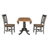 3pc 42" Jordan Round Dual Drop Leaf Dining Table with 2 Splat Back Chairs Hickory/Washed Coal - International Concepts - 3 of 4