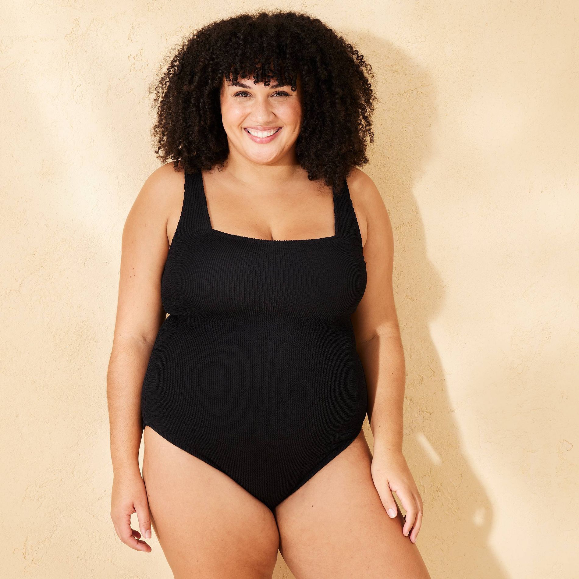 Women's Pucker Textured Square Neck Full Coverage One Piece Swimsuit - Shade & Shore™