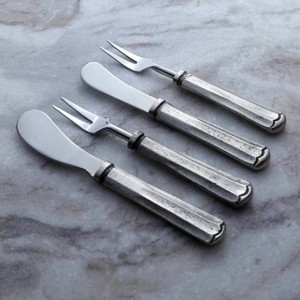 Inox Artisans Silver Antique Maharaja Cheese Spreader & Fork 4 Pc. Set - 1 of 4
