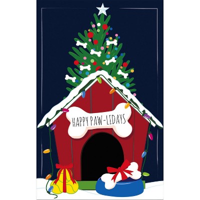 Evergreen Holiday Dog House Garden Applique Flag