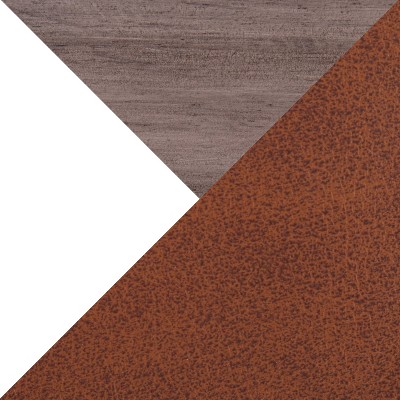 Kari White Metal and Grey Wood Camel Faux Leather Accent Chair
