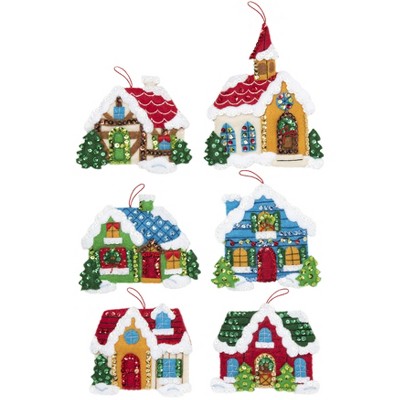 Bucilla Felt Ornaments Applique Kit Set Of 6-Christmas Village