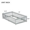Twin Floor Bed with Fence and Door, Wood Montessori Toddler Bed for Kids, Low Platform Safety Guardrails for Transition-Baofuwish - 4 of 4