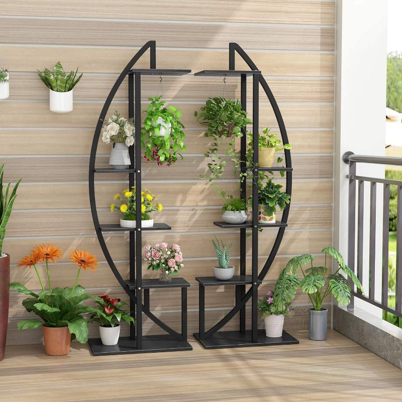 Tribesigns 63" Tall 5-Tier Plant Stand Pack of 2 Black, 3 of 5