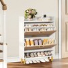 UbMelt 35.43"Shoe Cabinet with 2 Fold-Out Doors and Bottom Shelf,Wooden Shoe Cabinet with Metal Legs for Entryway - 4 of 4