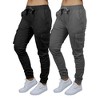 Galaxy By Harvic Women's  Loose Fit Cotton Stretch Twill Cargo Joggers- 2 Pack - 3 of 4