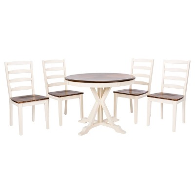 5pc Shay Dining Set White/Natural - Safavieh