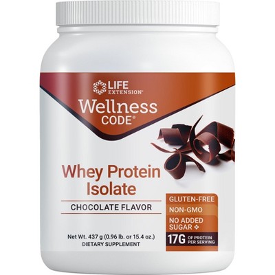 Wellness Code Whey Protein Isolate Chocolate by Life Extension  -  437 g (15.40 oz) Powder