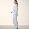 Anna-Kaci Lounge Women's Waffle Textured Lounge Set with V-Neck Top and Wide Leg Pants - Small, White - 3 of 4